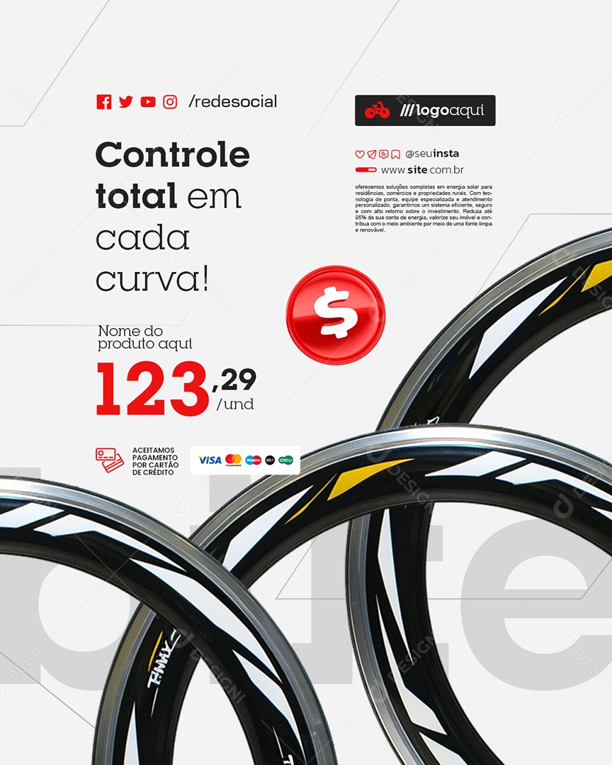Bicicletaria Controle Total em Cada Curva Social Media PSD Editável