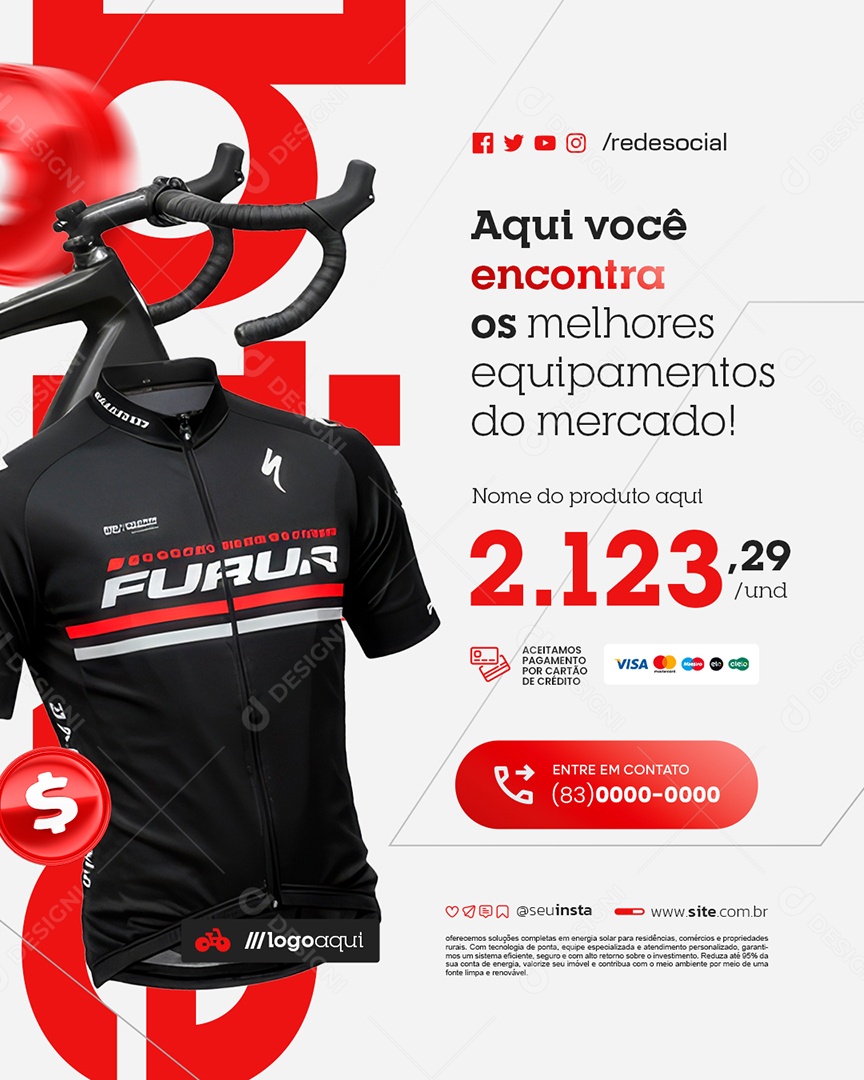 Bicicletaria Aqui Você Encontra os Melhores Equipamentos do Mercado Social Media PSD Editável