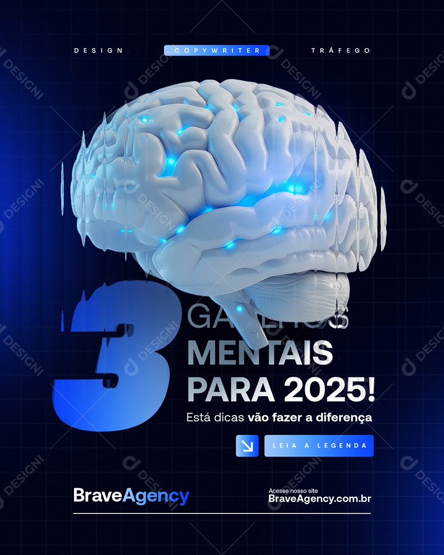 Marketing Digital Três Gatilhos Mentais para 2025 Social Media PSD Editável