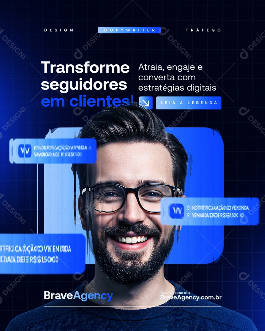 Marketing Digital Transforme Seguidores em Clientes Social Media PSD Editável
