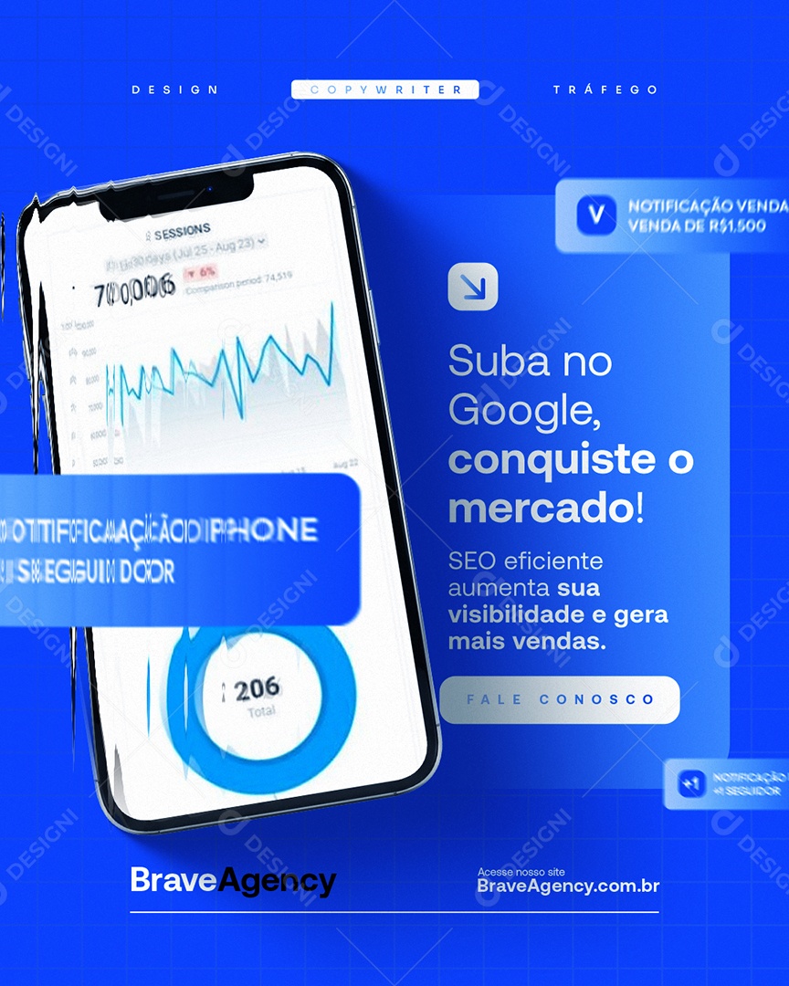 Marketing Digital Suba no Google Social Media PSD Editável