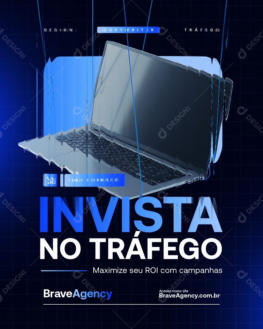 Marketing Digital Invista no Tráfego Social Media PSD Editável