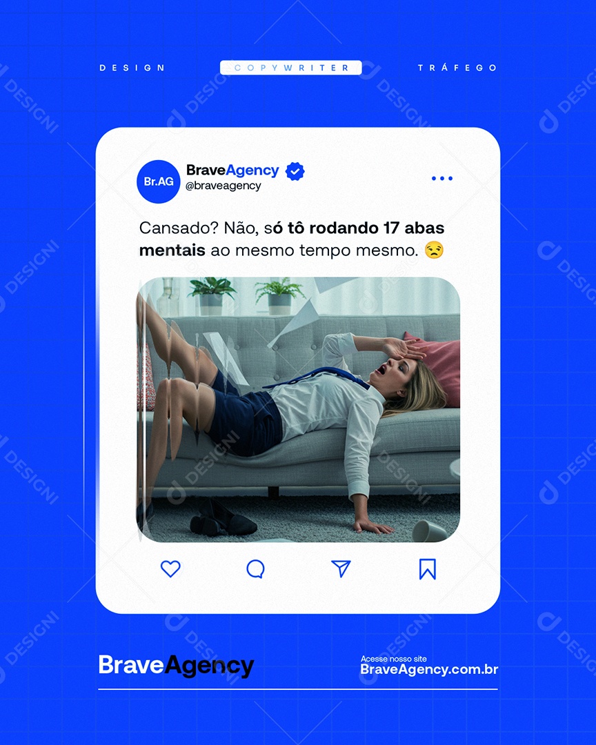 Marketing Digital Cansado Social Media PSD Editável