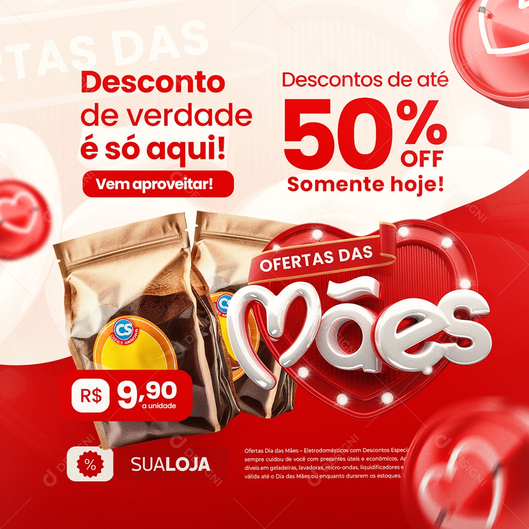 Ofertas das Mães Supermercado Desconto de Verdade Social Media PSD Editável