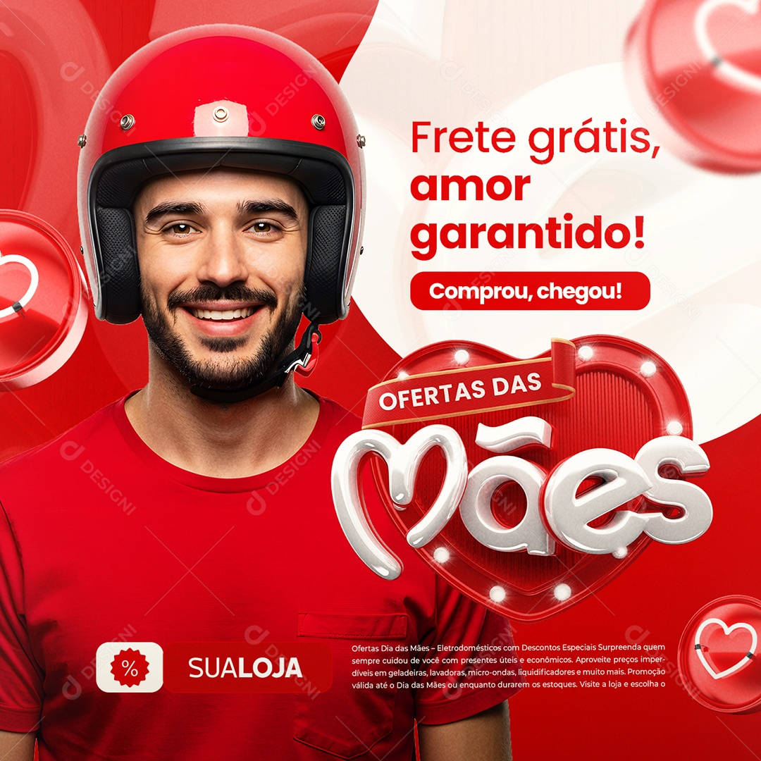 Ofertas das Mães Supermercado Frete Grátis Social Media PSD Editável