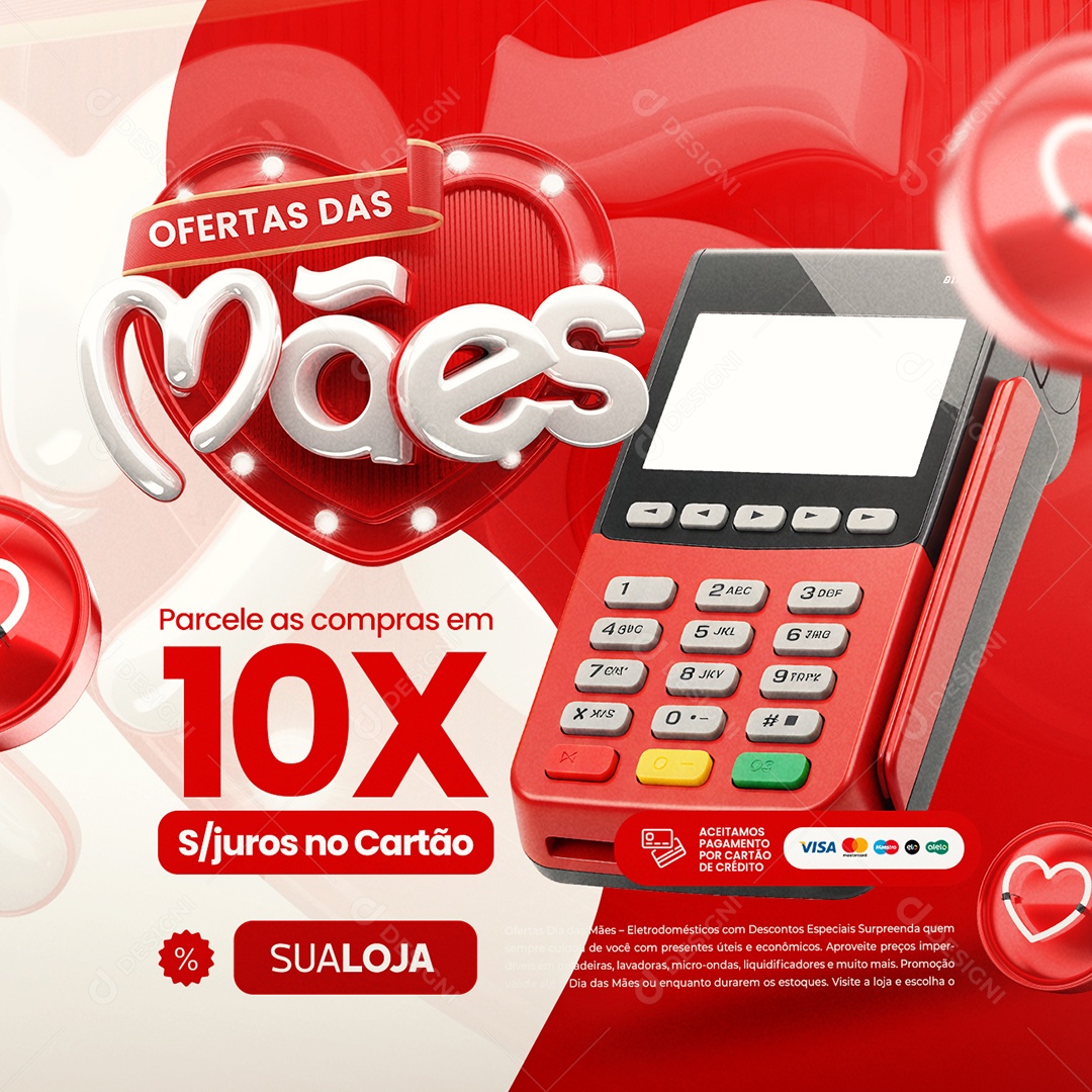 Ofertas das Mães Supermercado Parcele as Compras Social Media PSD Editável