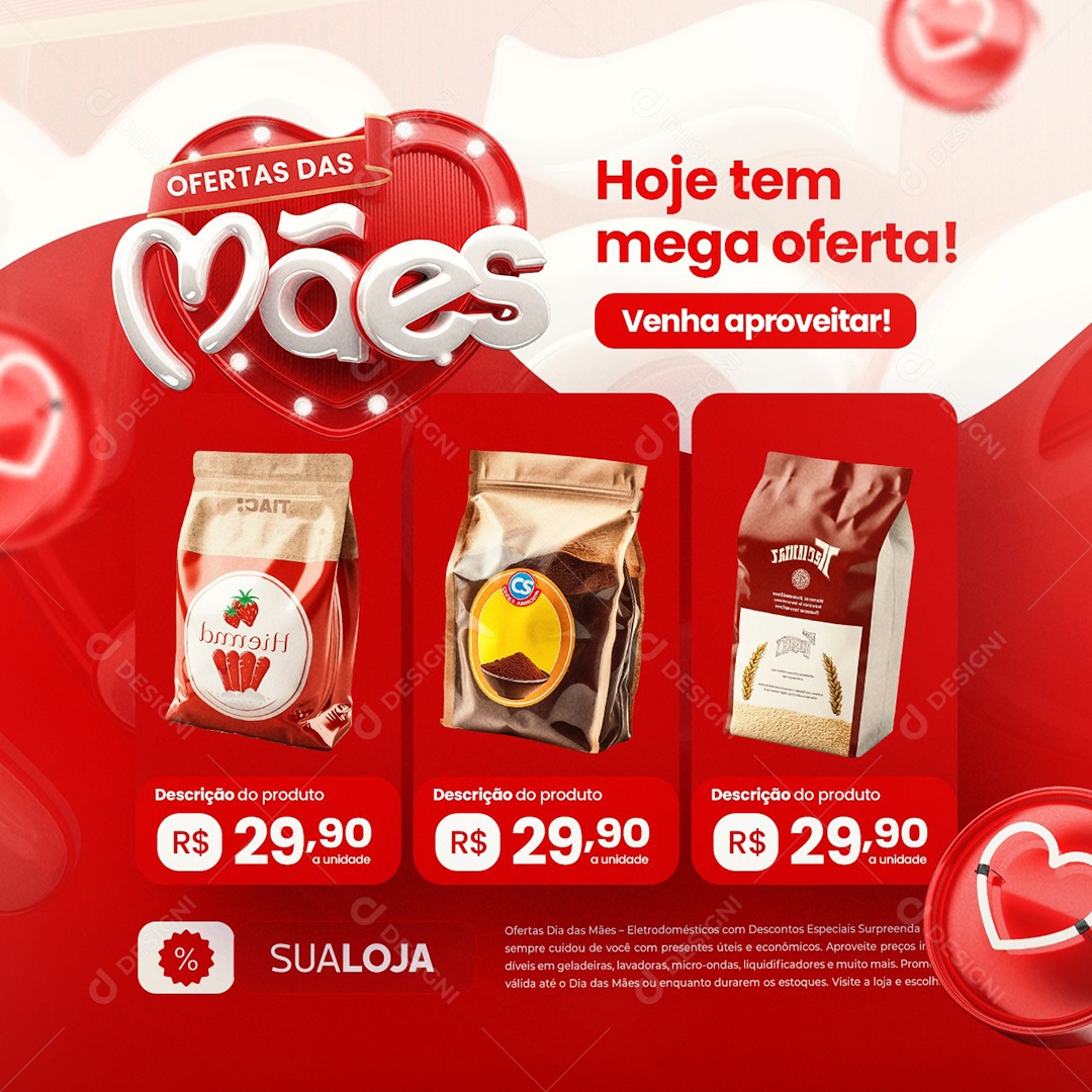 Ofertas das Mães Supermercado Hoje Tem Mega Oferta Social Media PSD Editável