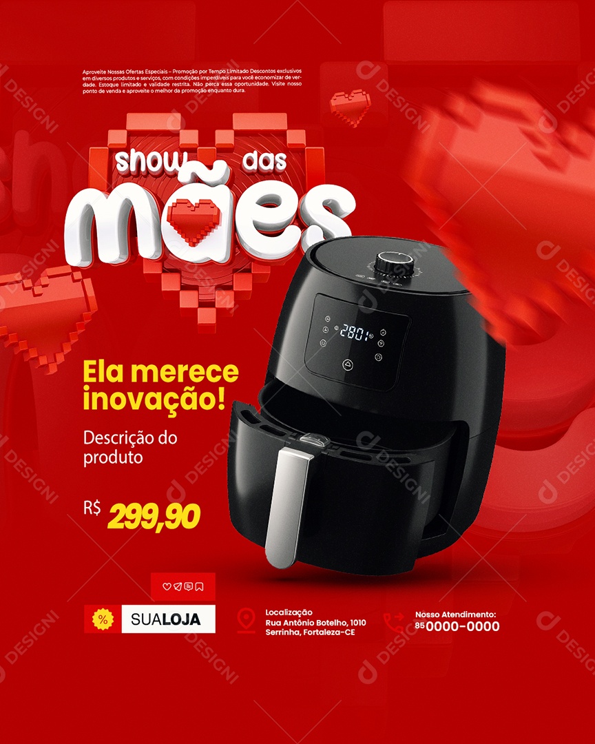 Show das Mães Loja de Eletrodomésticos Air Flyer Social Media PSD Editável