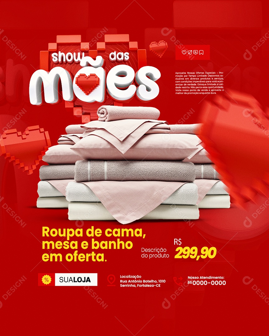 Show das Mães Roupa de Cama Mesa e Banho Social Media PSD Editável