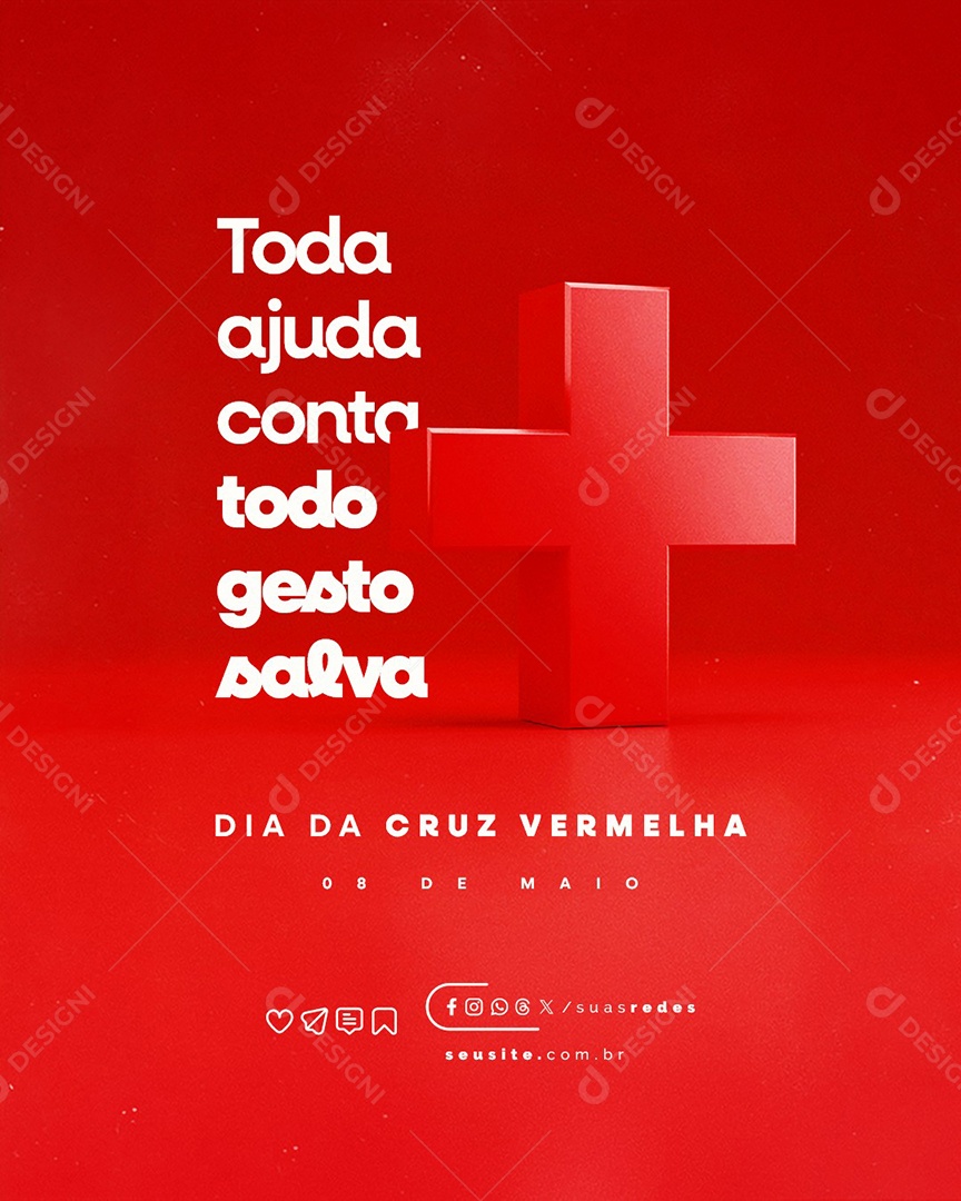 Dia da Cruz Vermelha 08 de Maio Social Media PSD Editável