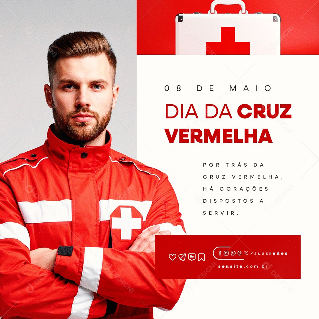 Dia da Cruz Vermelha 08 de Maio Social Media PSD Editável