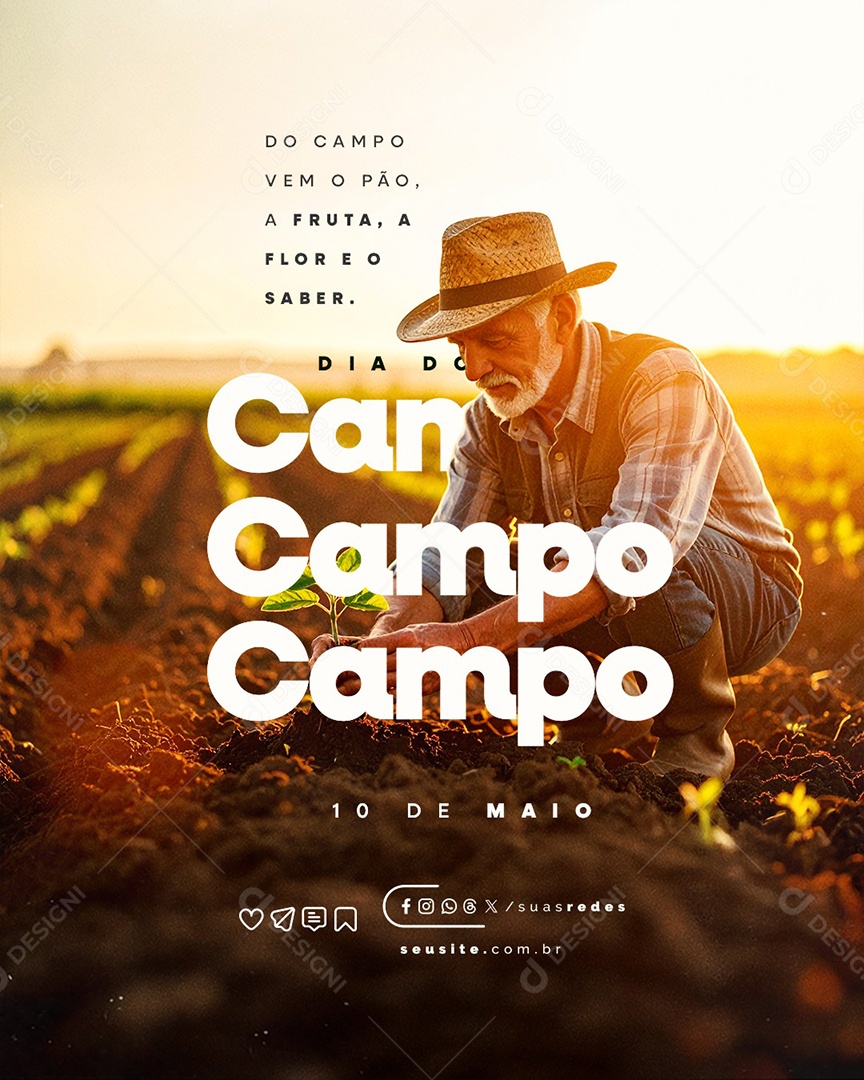 Dia do Campo 10 de Maio Social Media PSD Editável