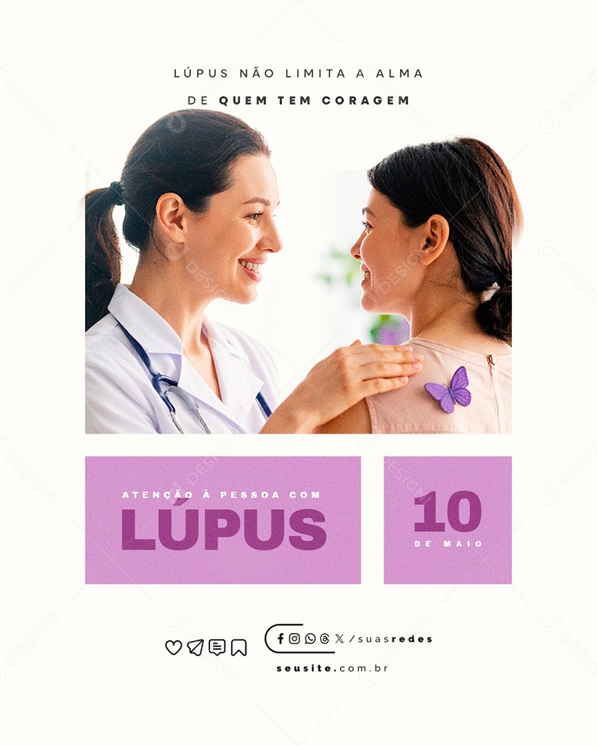 Dia de Atenção à Pessoa com Lúpus 10 de Maio Social Media PSD Editável