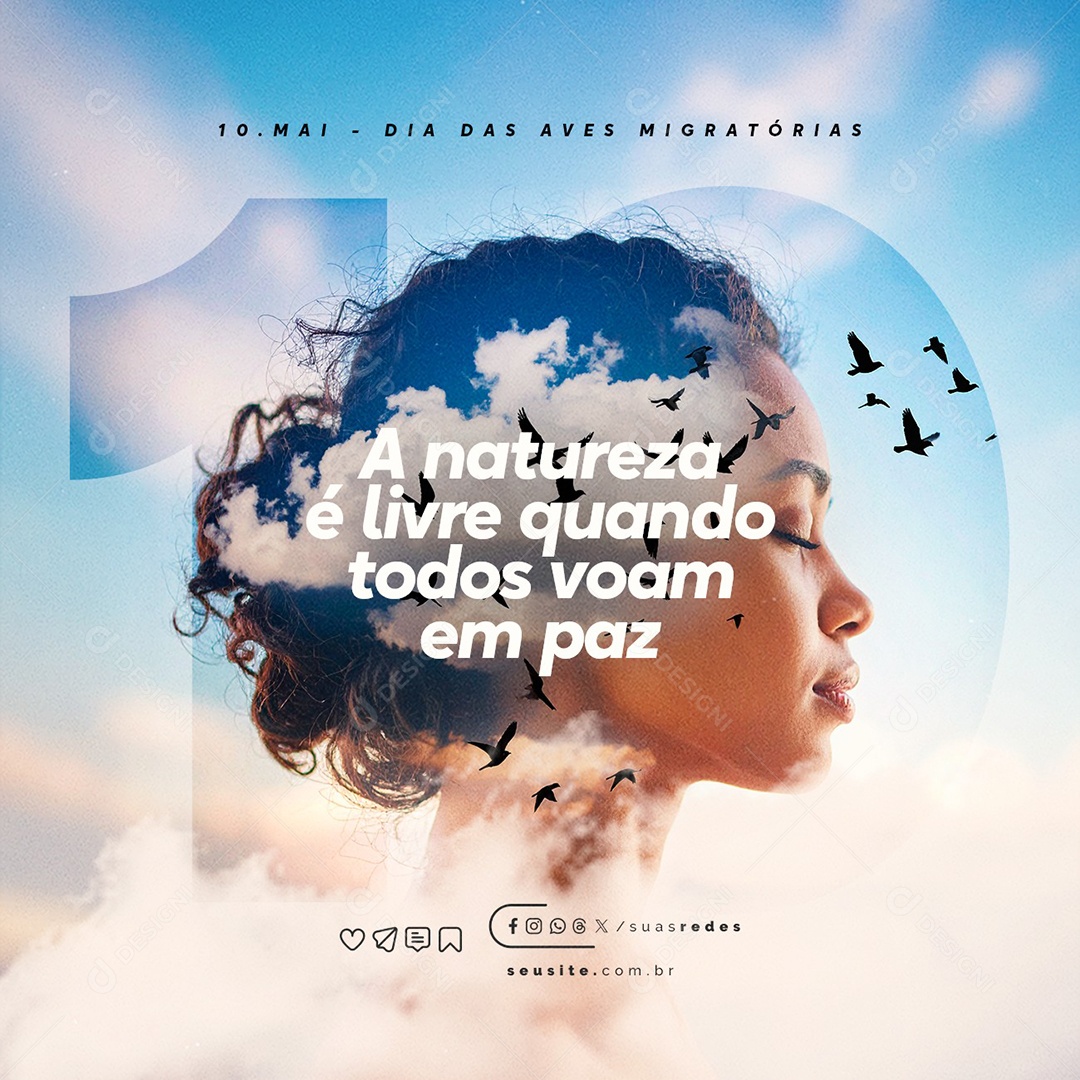 Dia das Aves Migratórias 10 de Maio Social Media PSD Editável