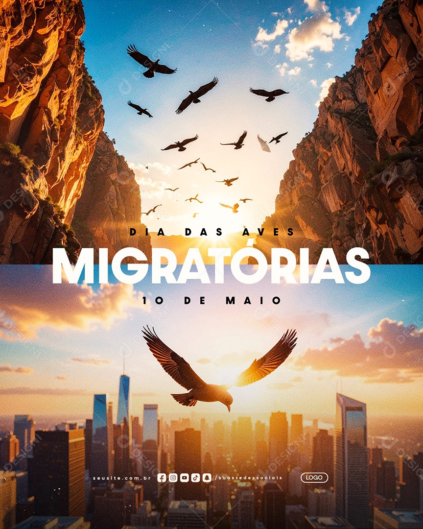 Dia das Aves Migratórias 10 de Maio Social Media PSD Editável