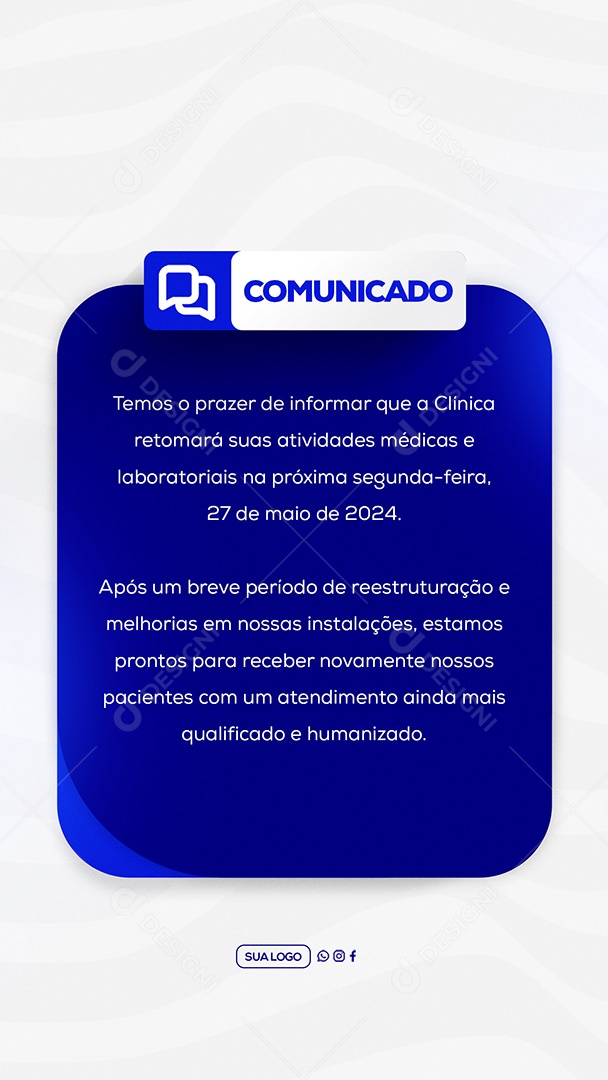 Story Comunicado Importante Clinica Social Media PSD Editável