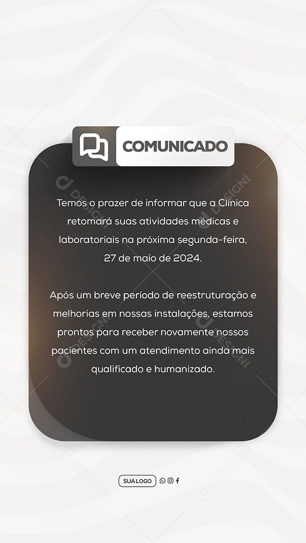Story Comunicado Importante Clinica Social Media PSD Editável