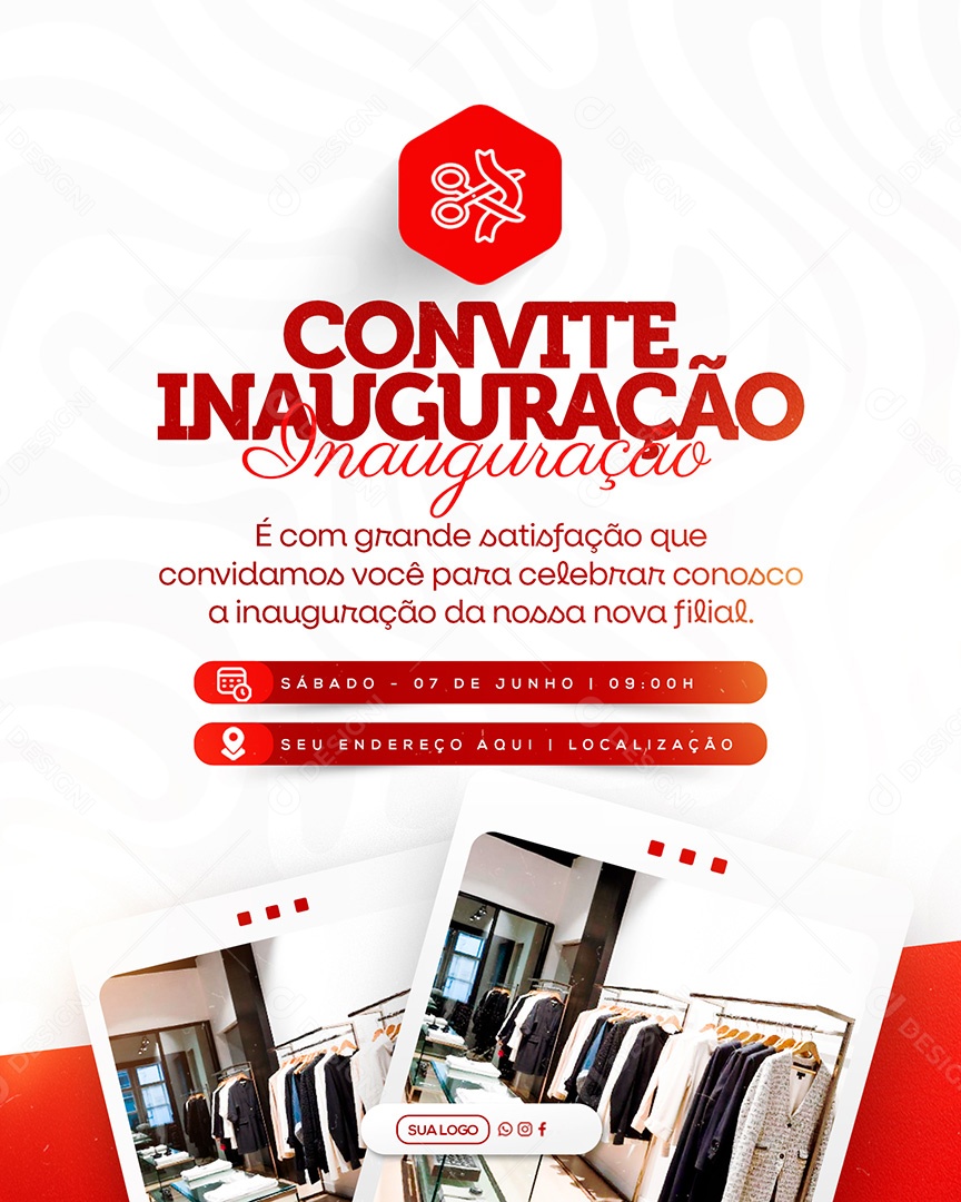 Convite de Inauguração Social Media PSD Editável