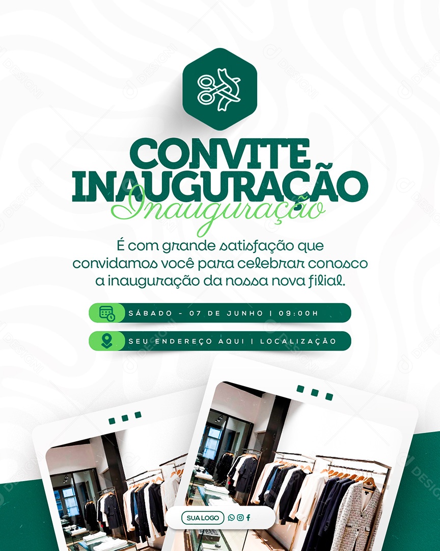 Convite de Inauguração Social Media PSD Editável