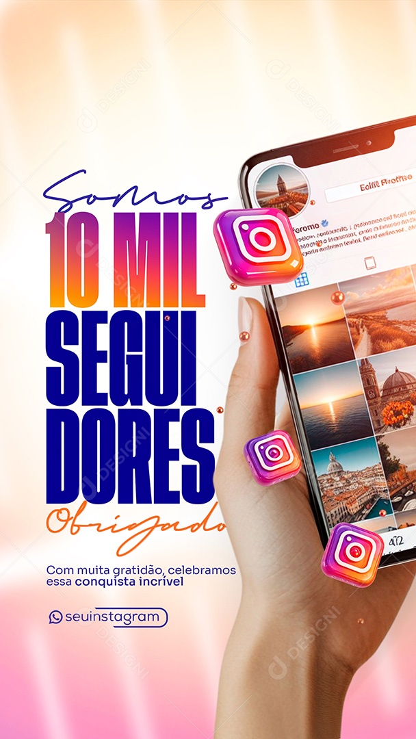 Story Obrigado Somos 10 mil de Seguidores Social Media PSD Editável