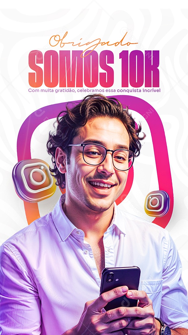 Story Obrigado Somos 10K de Seguidores Social Media PSD Editável