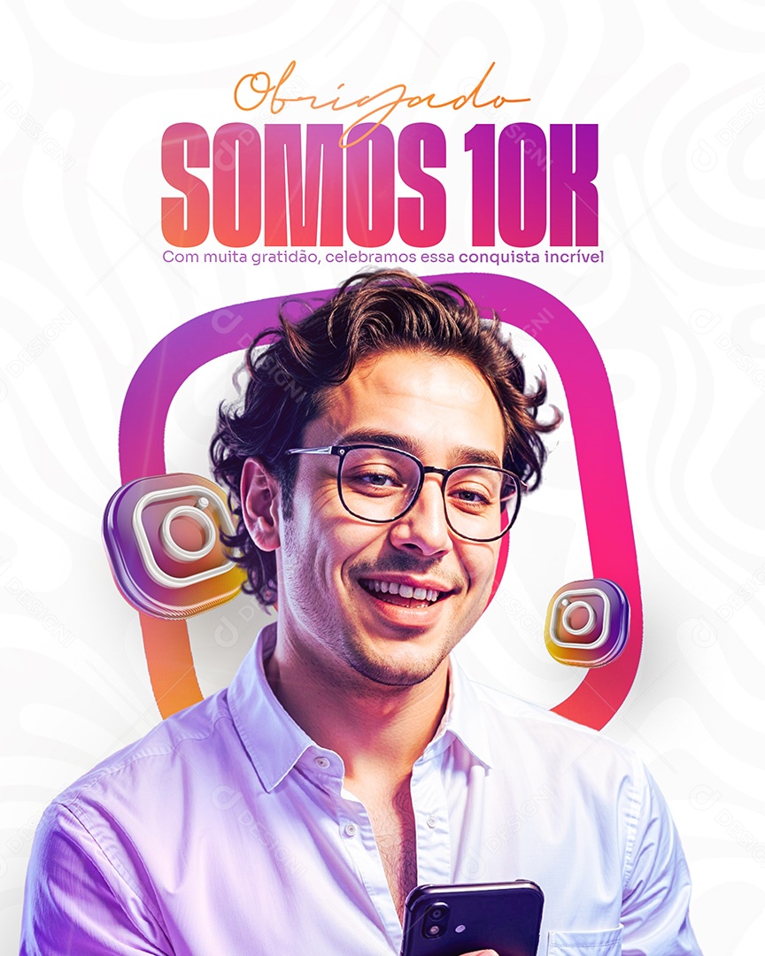 Obrigado Somos 10K de Seguidores Social Media PSD Editável