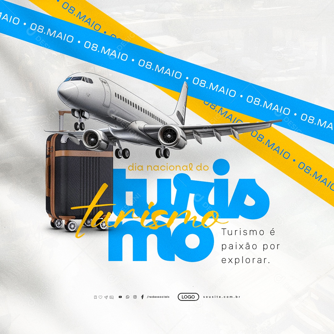 Dia Nacional do Turismo 08 de Maio Social Media PSD Editável