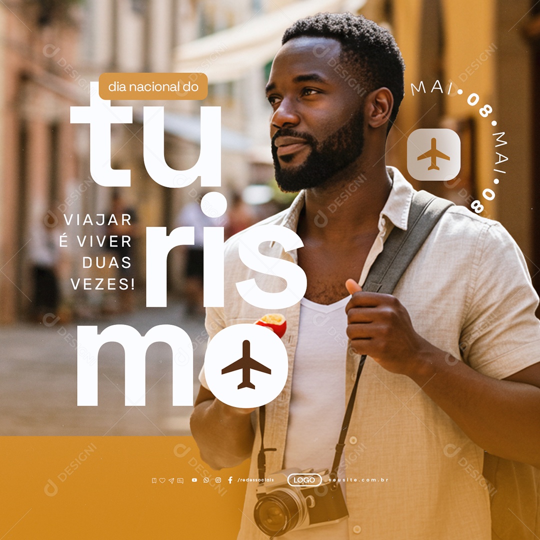 Dia Nacional do Turismo 08 de Maio Social Media PSD Editável