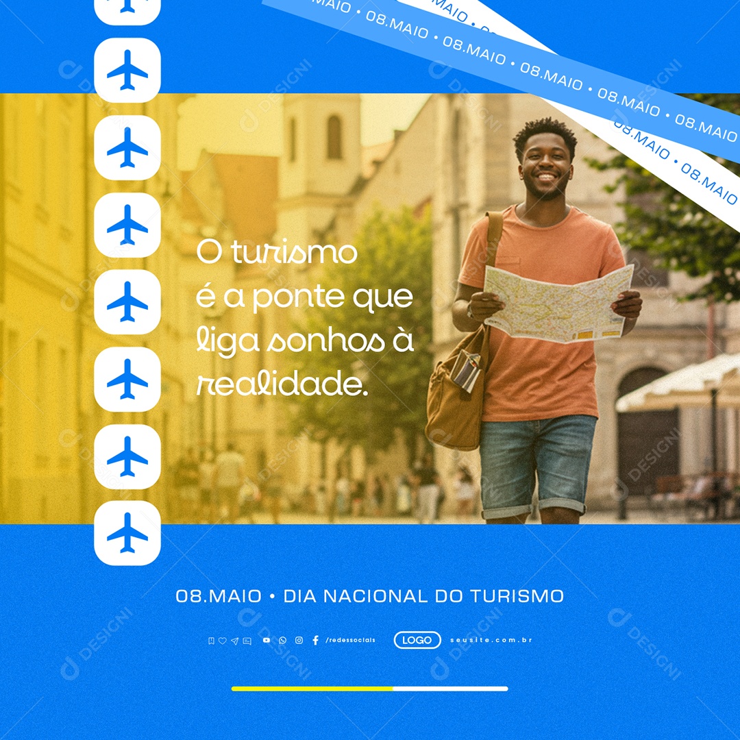 Dia Nacional do Turismo 08 de Maio Social Media PSD Editável
