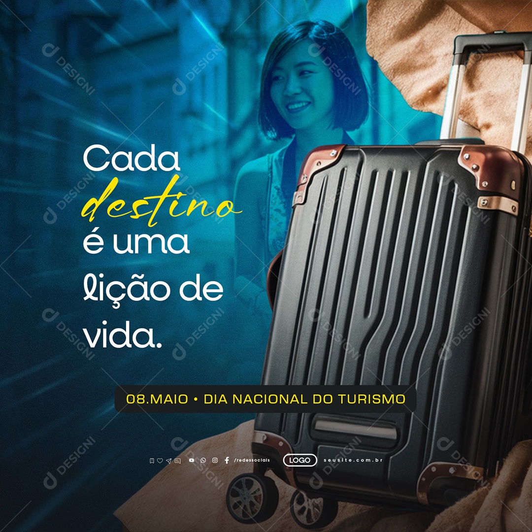 Dia Nacional do Turismo 08 de Maio Social Media PSD Editável
