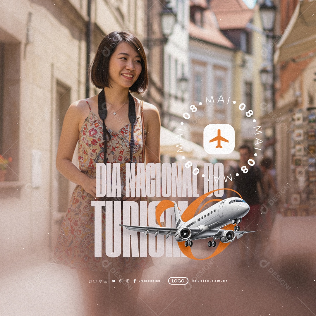 Dia Nacional do Turismo 08 de Maio Social Media PSD Editável