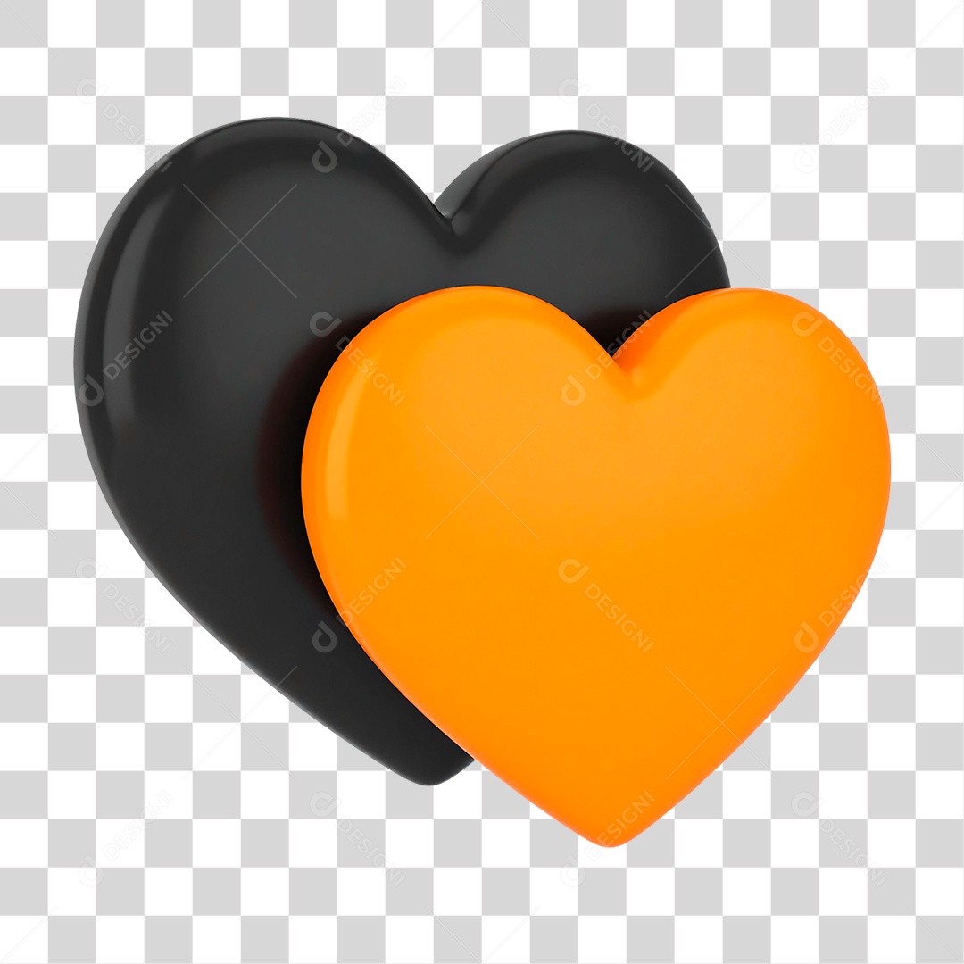 Ícone 3D Coração PNG Transparente