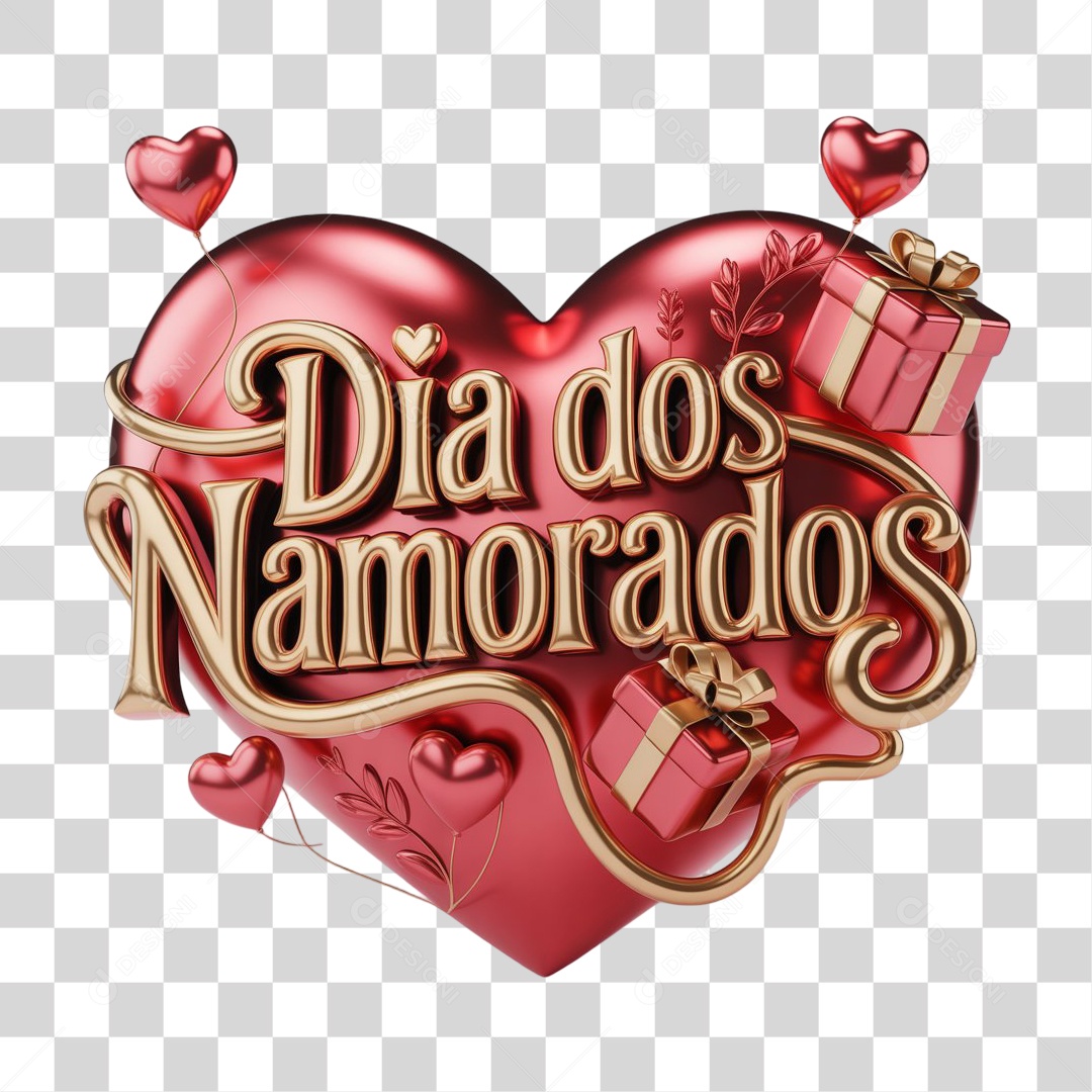 Selo 3D Dia dos Namorados PNG Transparente