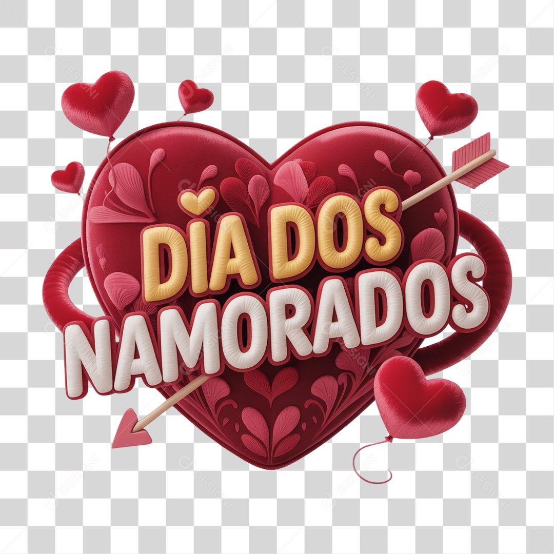 Selo 3D Dia dos Namorados PNG Transparente