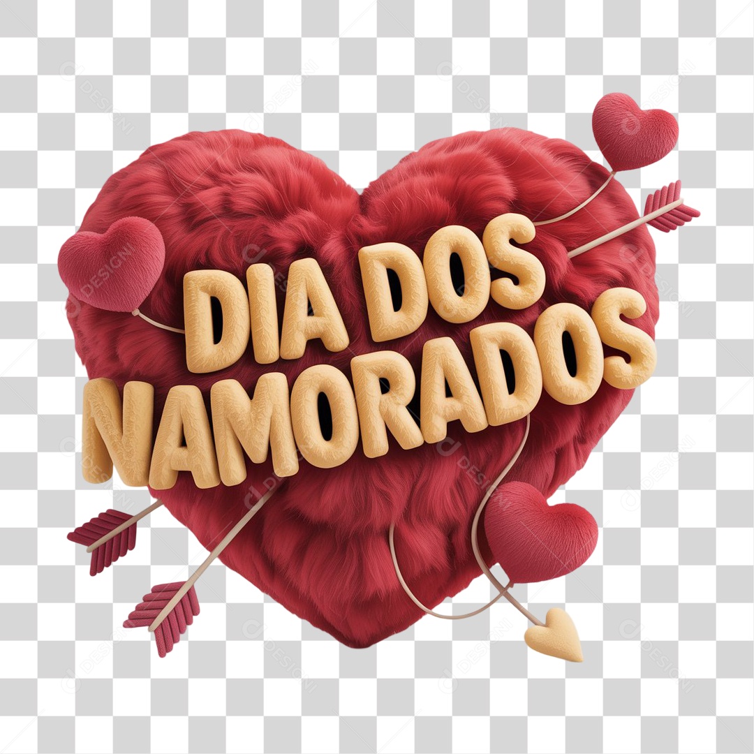 Selo 3D Dia dos Namorados PNG Transparente