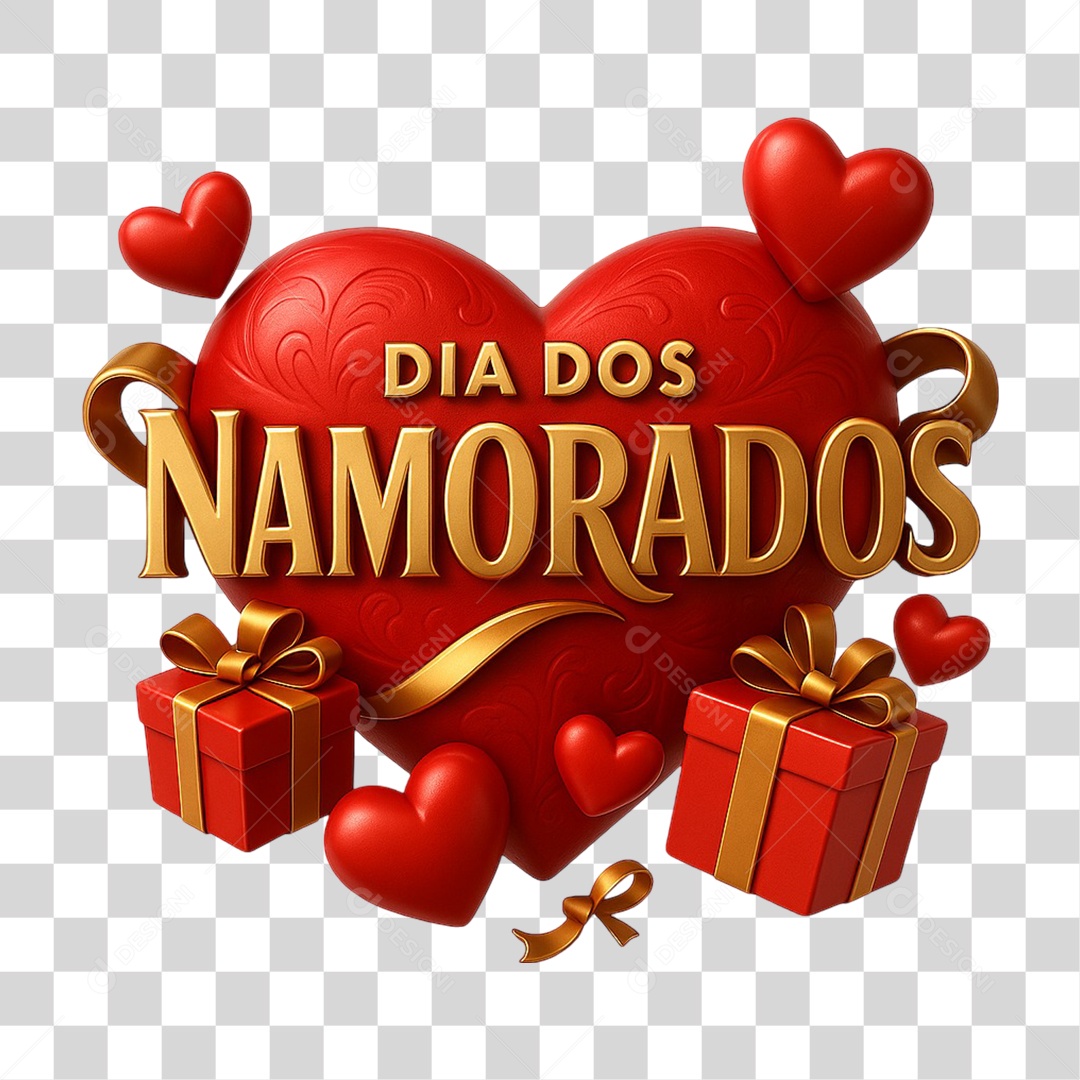 Selo 3D Dia dos Namorados PNG Transparente