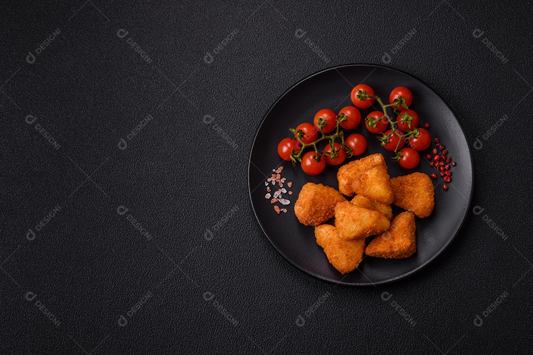 Nuggets fritos em uma mesa pedra