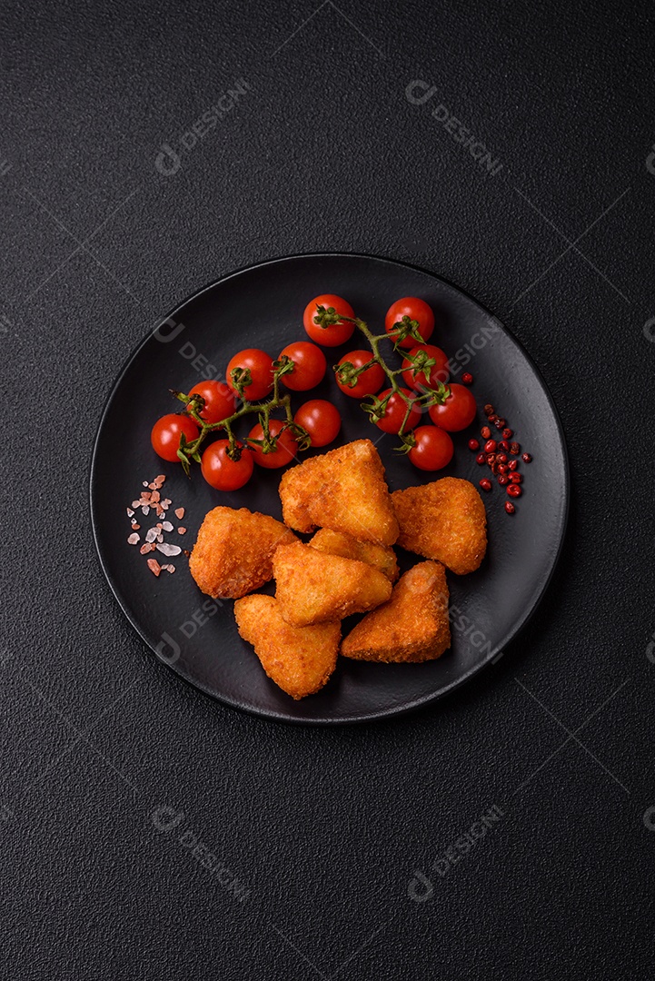 Nuggets fritos em uma mesa pedra