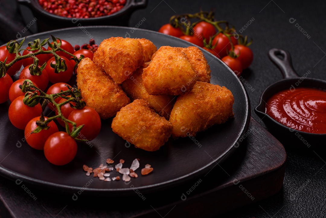 Nuggets fritos em uma mesa pedra