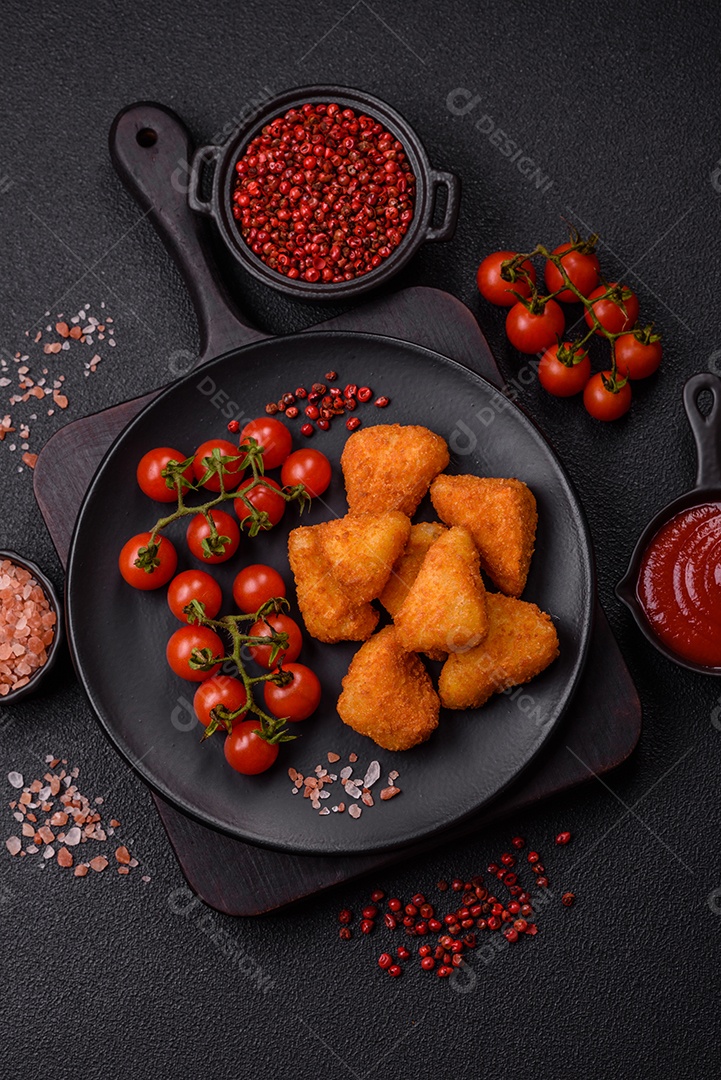 Nuggets fritos em uma mesa pedra