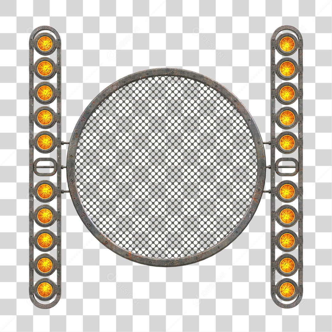 Painel Redondo de Metal com Led PNG Transparente