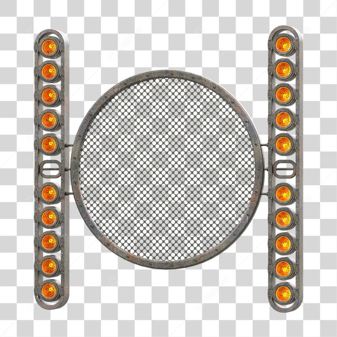 Painel Redondo de Metal com Led PNG Transparente