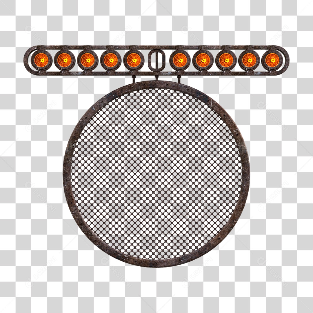 Painel Redondo de Metal com Led PNG Transparente