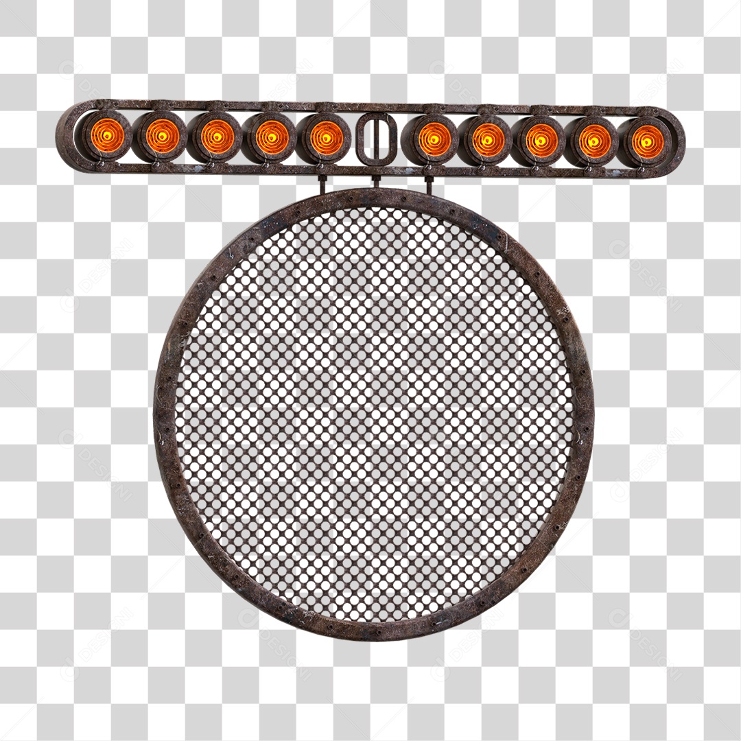 Painel Redondo de Metal com Led PNG Transparente