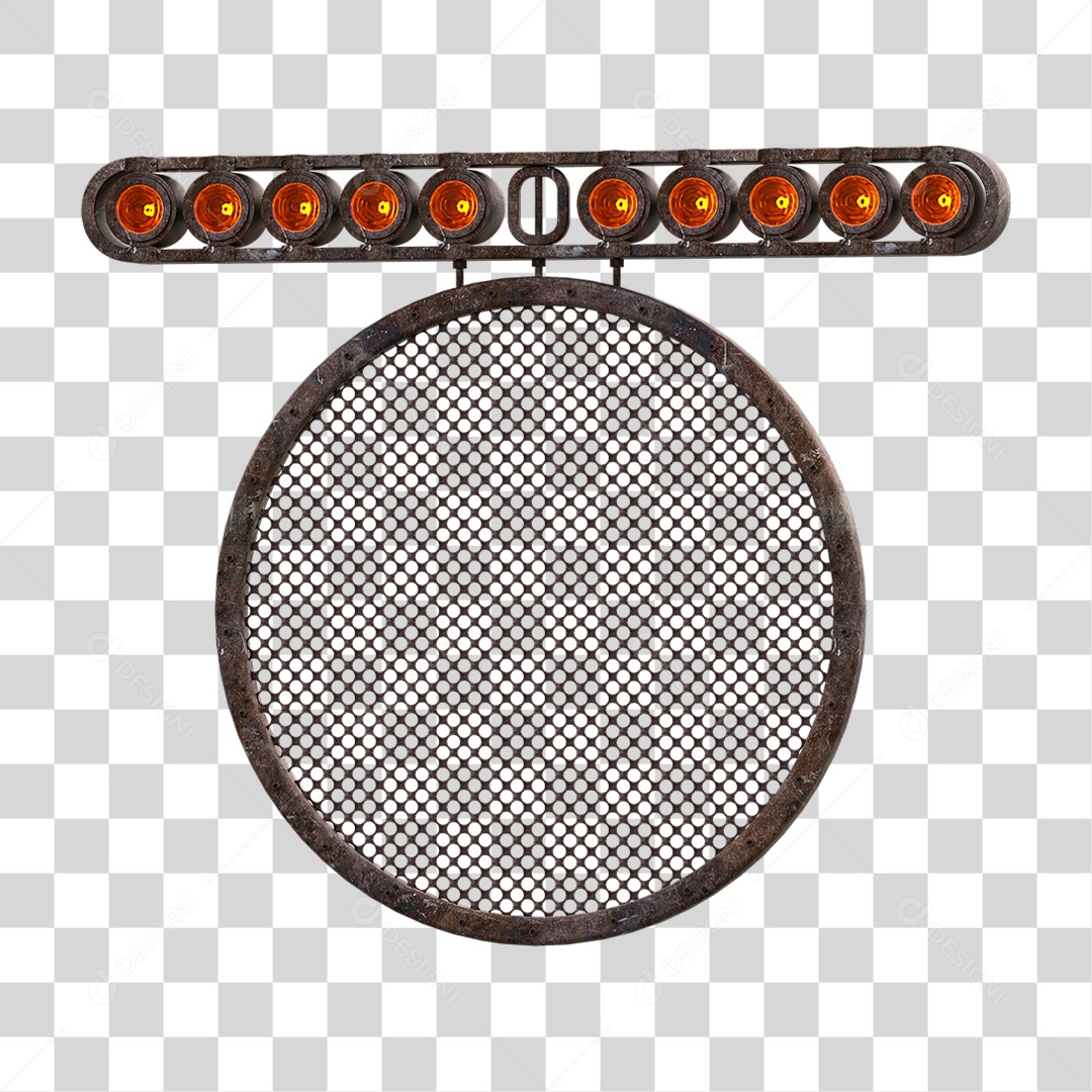 Painel Redondo de Metal com Led PNG Transparente