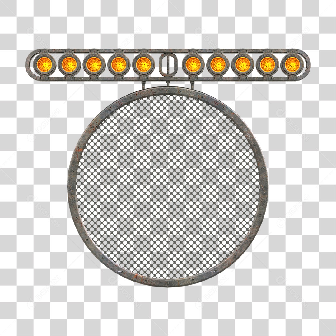 Painel Redondo de Metal com Led PNG Transparente