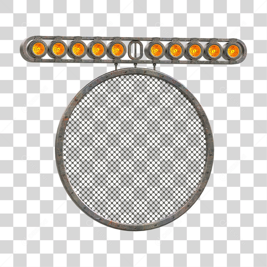 Painel Redondo de Metal com Led PNG Transparente