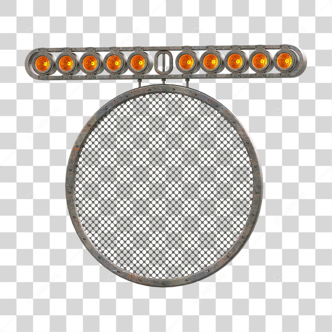 Painel Redondo de Metal com Led PNG Transparente