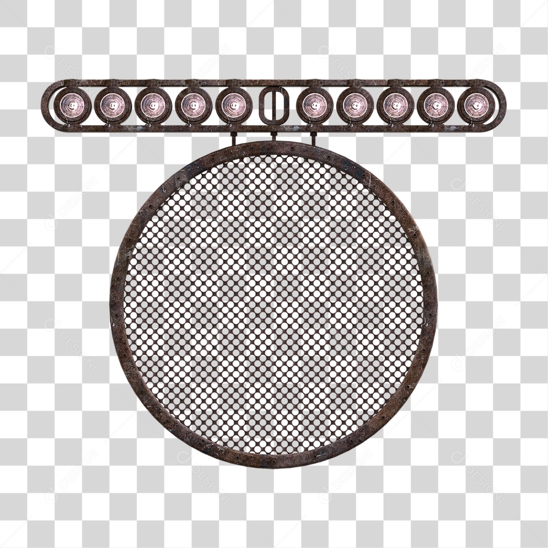 Painel Redondo de Metal com Led PNG Transparente