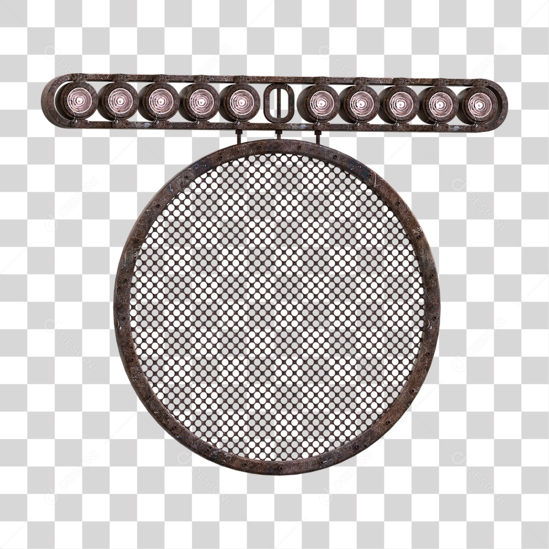 Painel Redondo de Metal com Led PNG Transparente